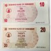 ZIMBABWE 2007 . TEN 10 and TWENTY 20 DOLLARS BANKNOTES